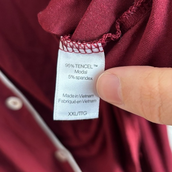 Eberjey Gisele Tencel Modal Long Sleeve Pajama Set Size XXL In Bordeaux Red - Picture 4 of 7